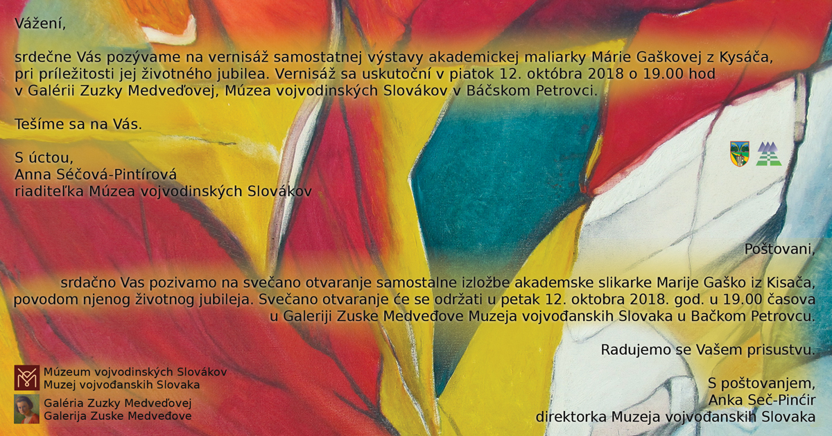 Pozvanka Maria Gaskova 2018