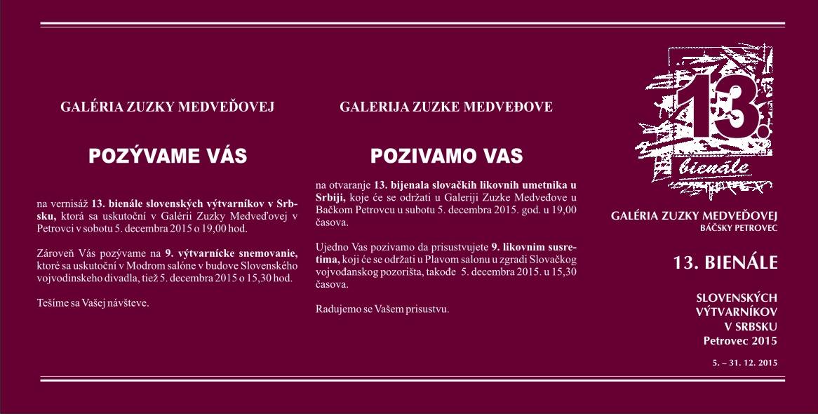 Pozvanka Pozivnica 13 bienale MVS 2015
